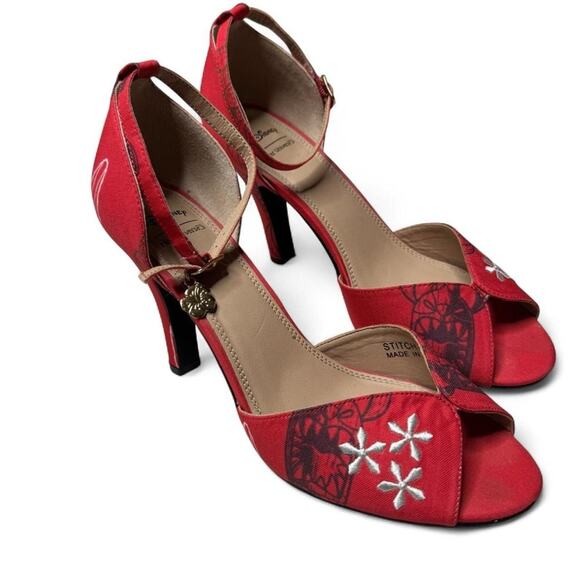 Disney x Her Universe Lilo & Stitch Tiki Red Peep Toe Heels Size 8 - Picture 5 of 12